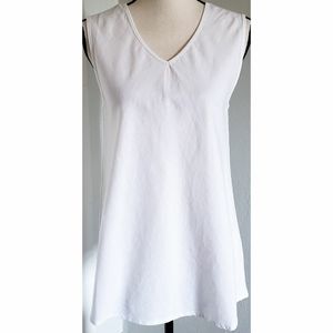 Neon Buddha White Linen Tank Top Sleeveless Lagenlook